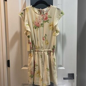 Floral Ruffle Sleeve Romper